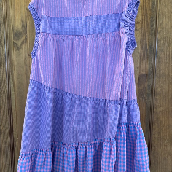 Striped and Checkered Purple Mini Dress - Picture 2 of 4